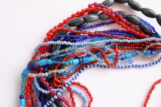 statement necklace, bizuteria handmade, niebieskie korale, duzy naszyjnik